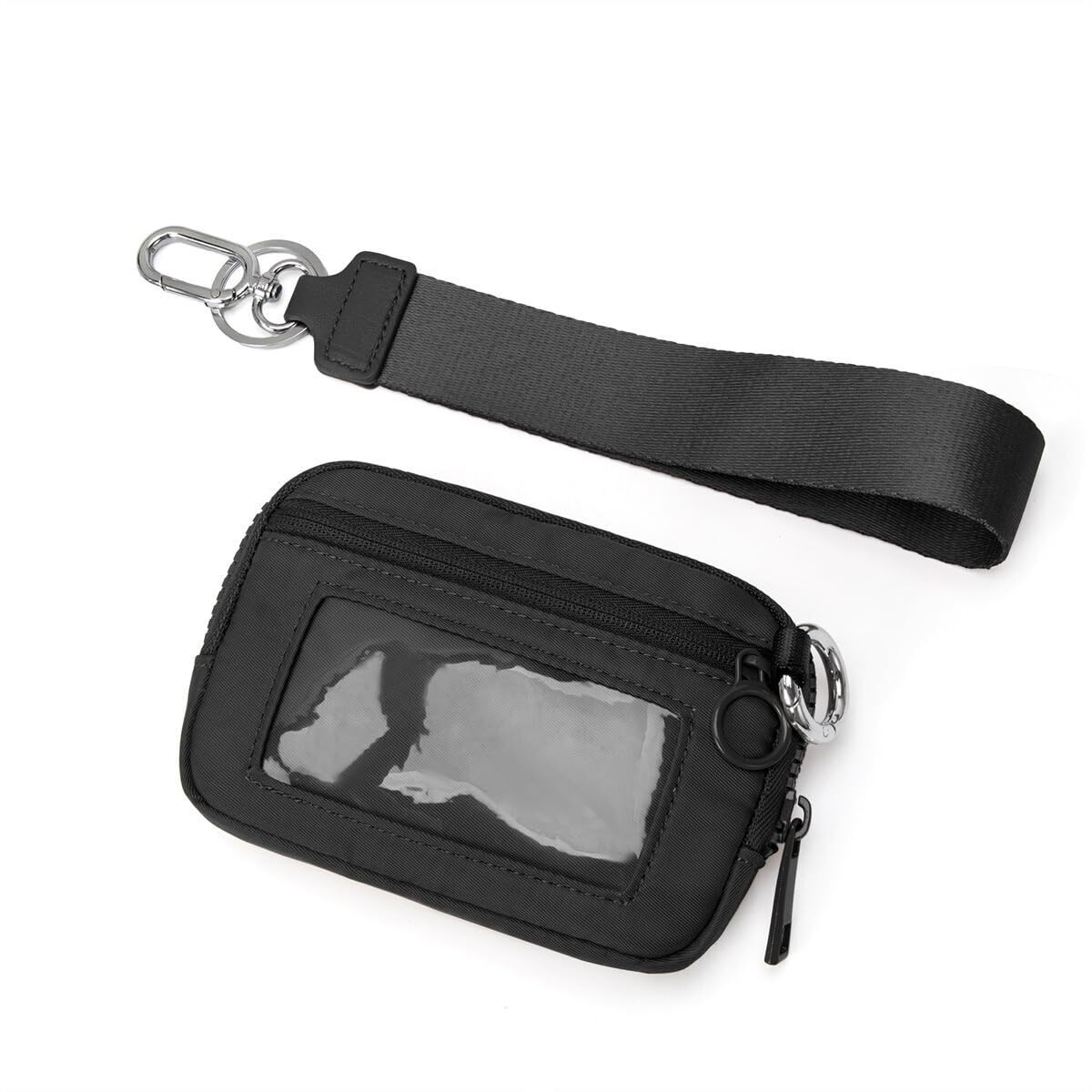 1271 Wristlet Wallet Mini Zip Card Case With Clear Id Window Zipper Coin